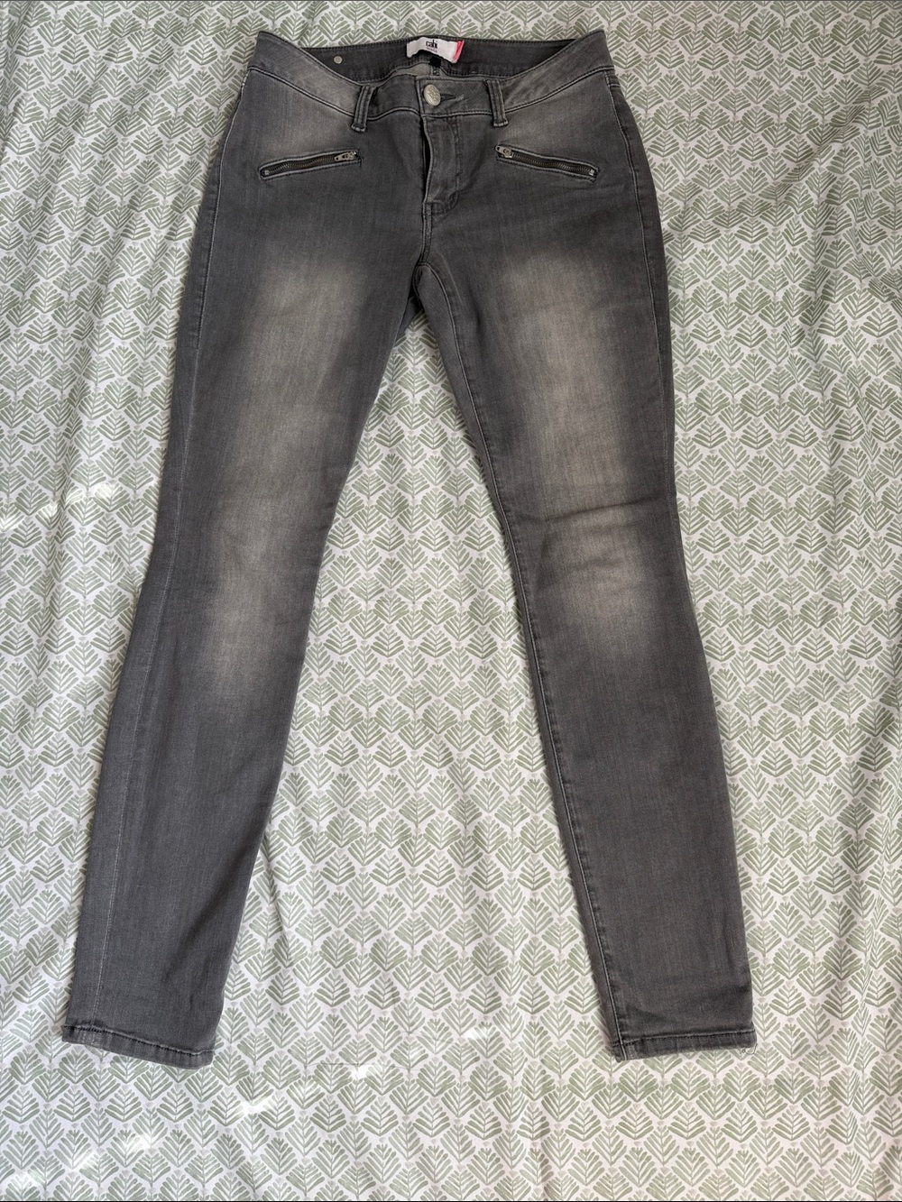 CAbi Women's Gray Skinny Jeans with Subtle Fade